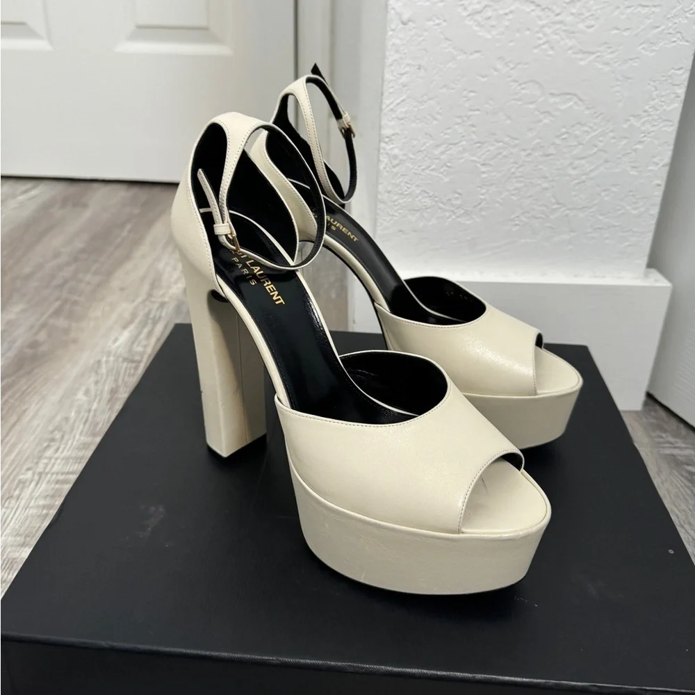 Saint Laurent Jodie Platform Sandals In Smooth Leather